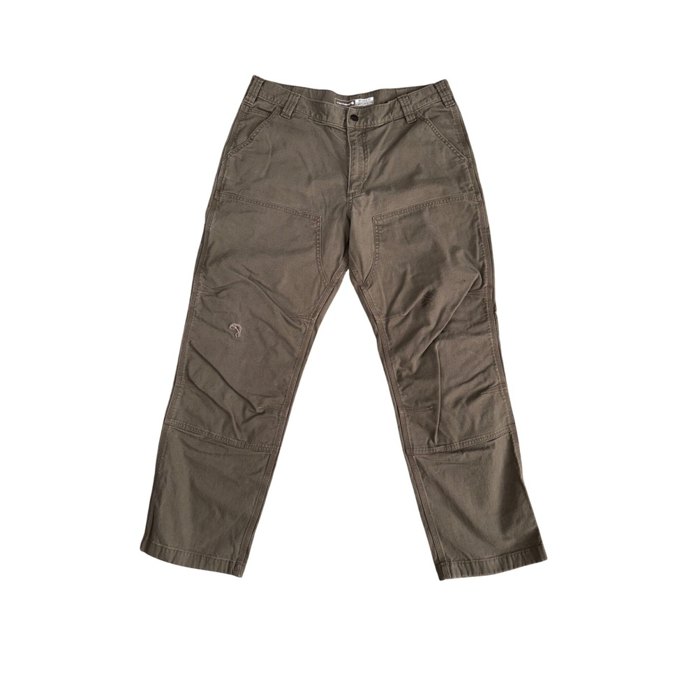 Carhartt‎ Double Knee Pants Mens 36x30 Olive Green Fair Relaxed Fit Workwear